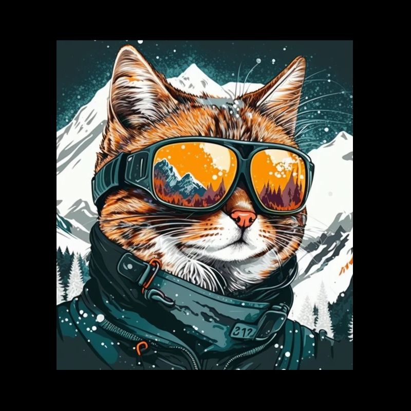 Winter Cat Ski Snowboard Snow Kitten