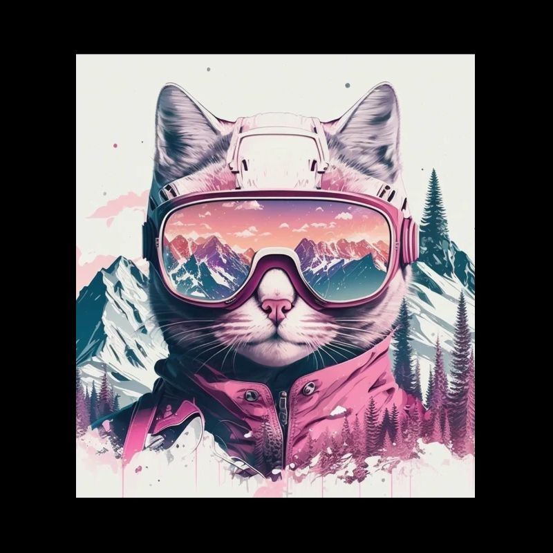 Winter Katze Ski Snowboard Schnee Kätzchen