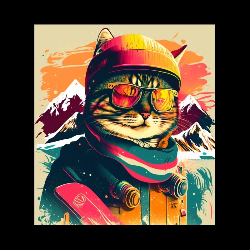 Winter Katze Ski Snowboard Schnee Kätzchen