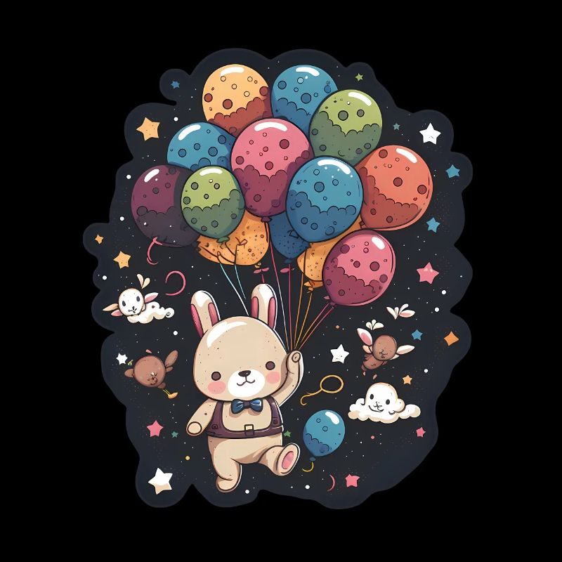 Lapin mignon avec des ballons Espace de Pâques