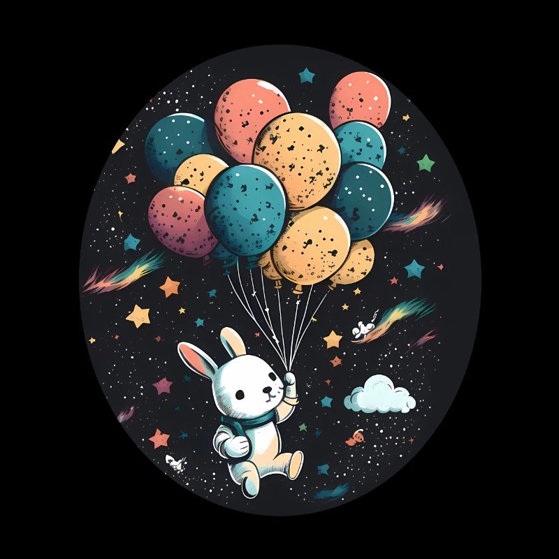 Lapin mignon avec des ballons Espace de Pâques