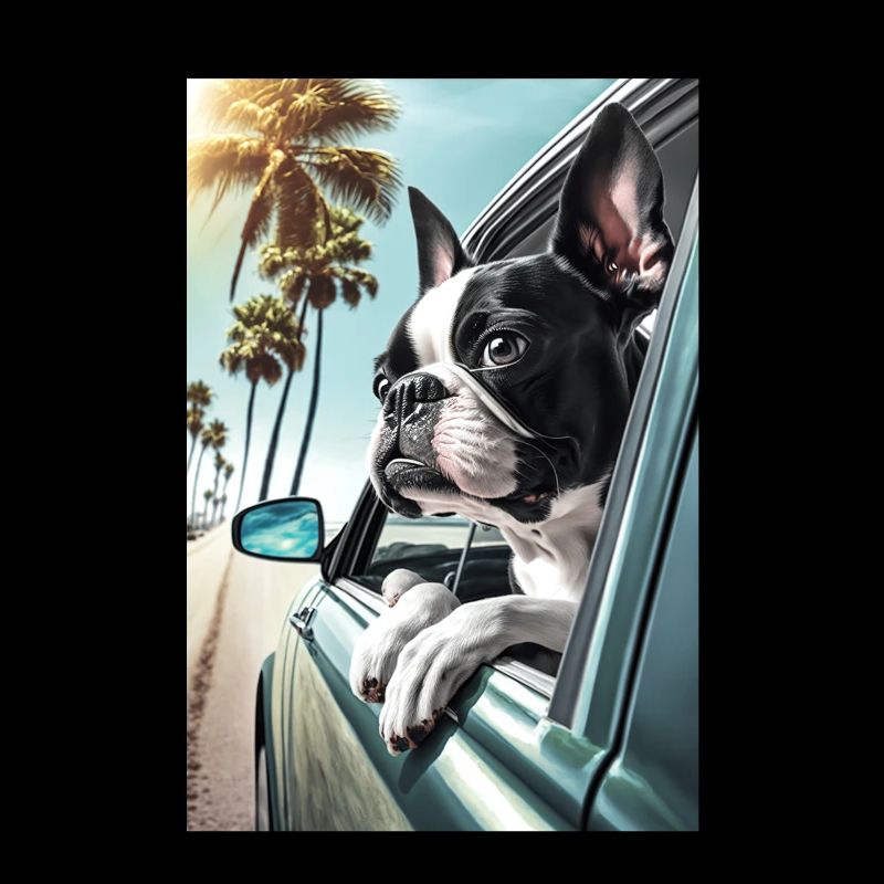 Boston Terrier Sunglasses Beach Palm Summer
