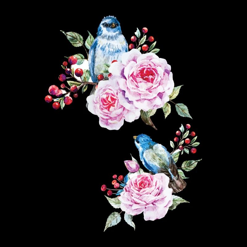 Fleurs Oiseau Oiseaux floraux