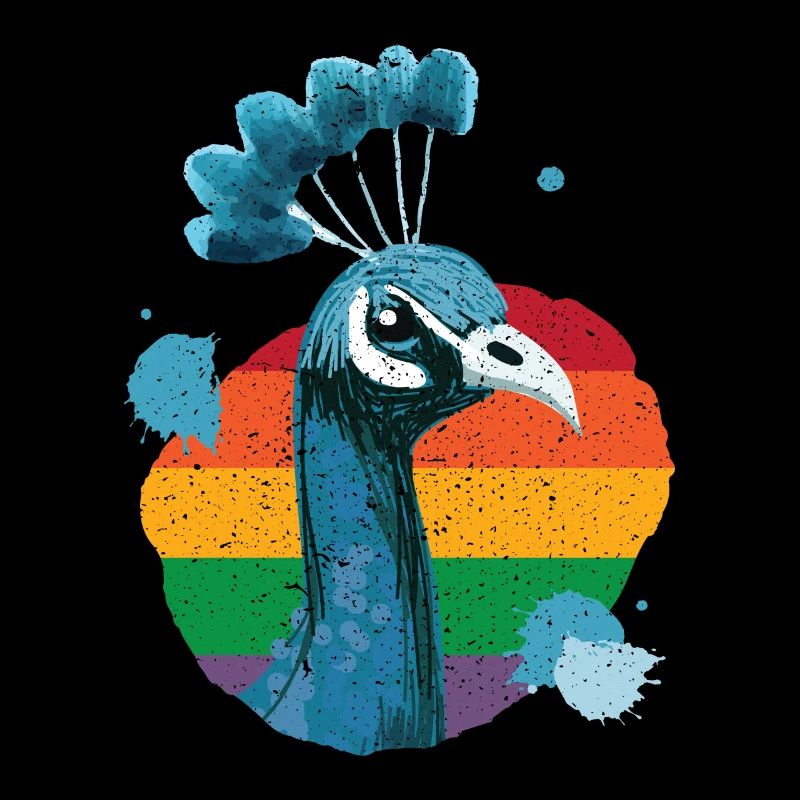 Pfau Retro Vogel Ziervogel Federn Bunt