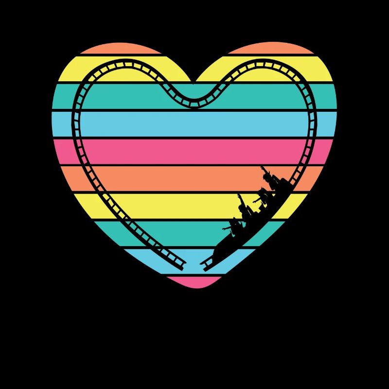 Roller Coaster Heart Rainbow Theme Park