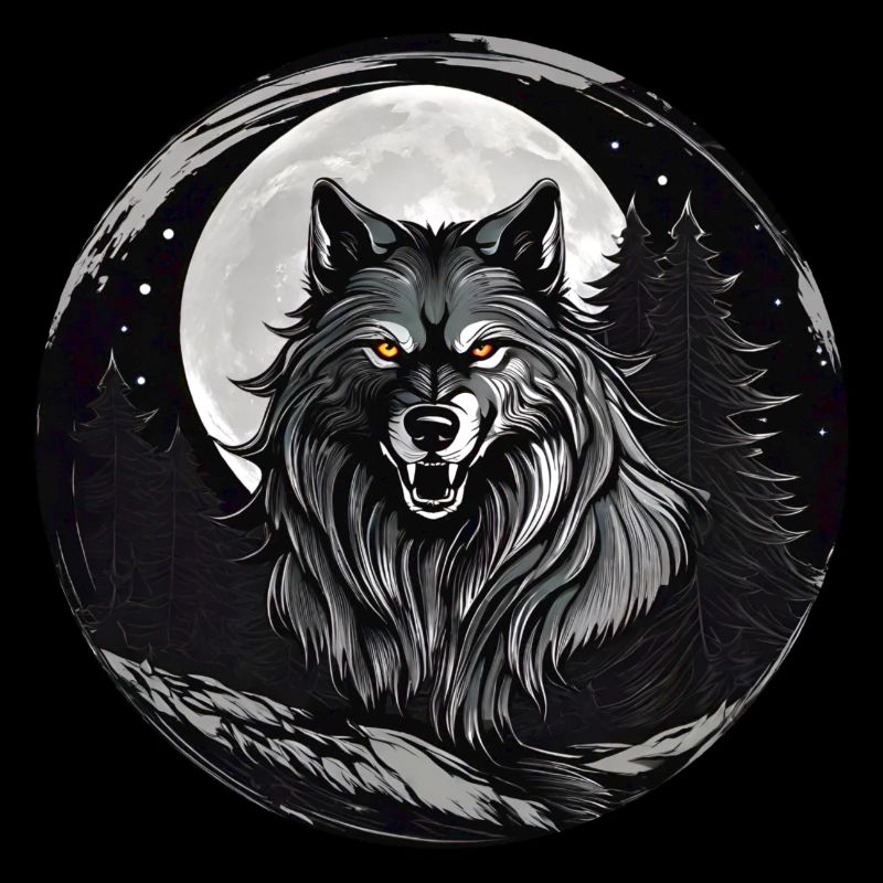 Wolf in the full moon