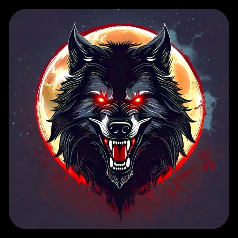Horror werewolf with red glowing eyes