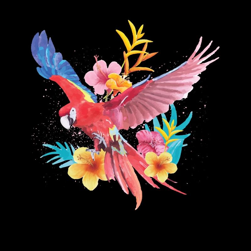 Parrot, Flowers, Blossoms, Bird, Pet