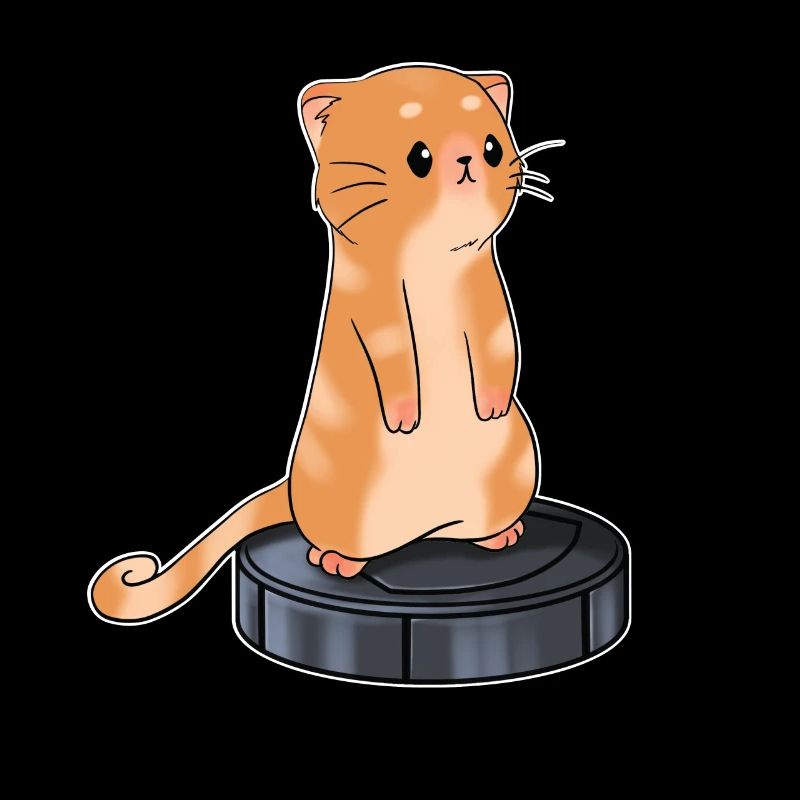 Chat avec aspirateur robot