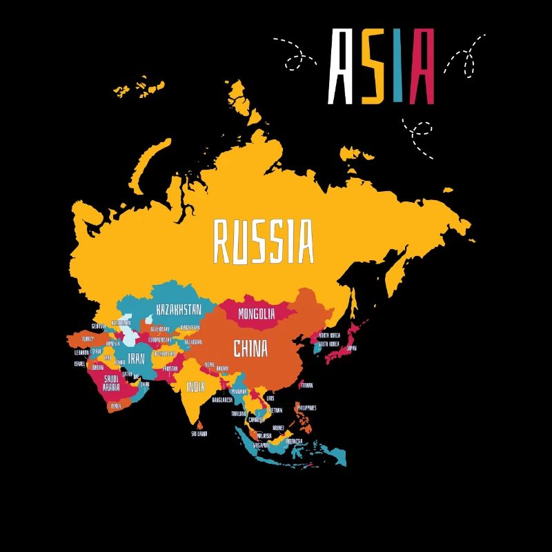 Carte colorée de l’Asie