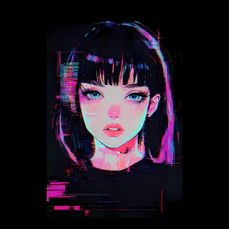 Anime Girl Vaporwave Glitchcore Pastel Goth