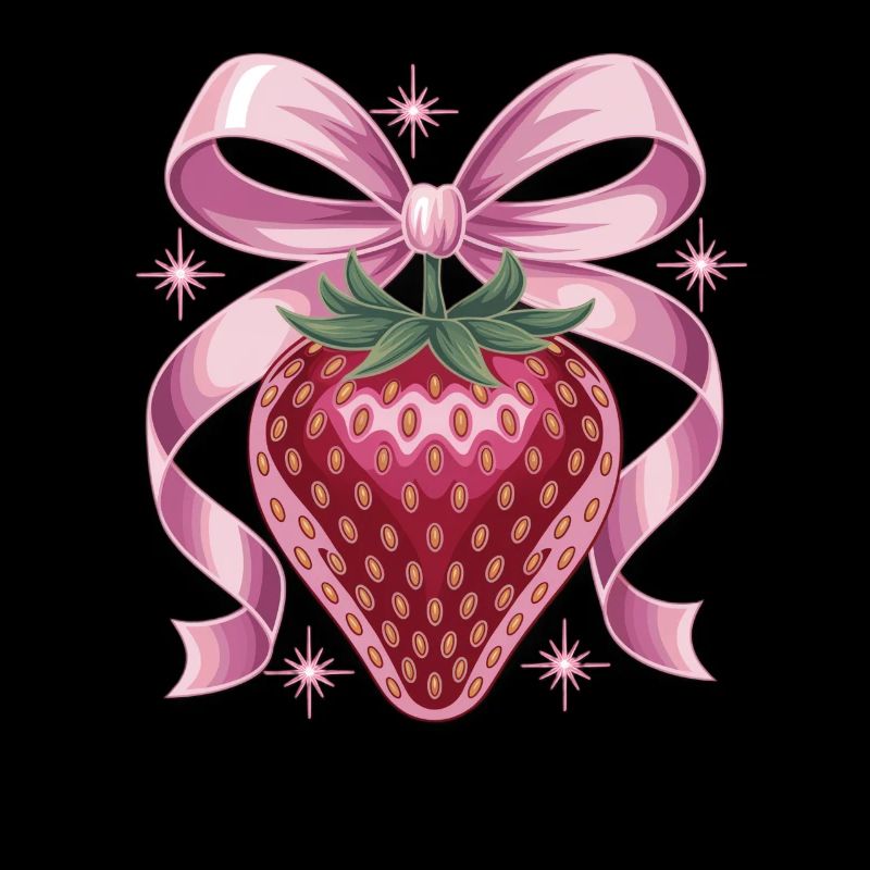 Fraise avec ruban rose
