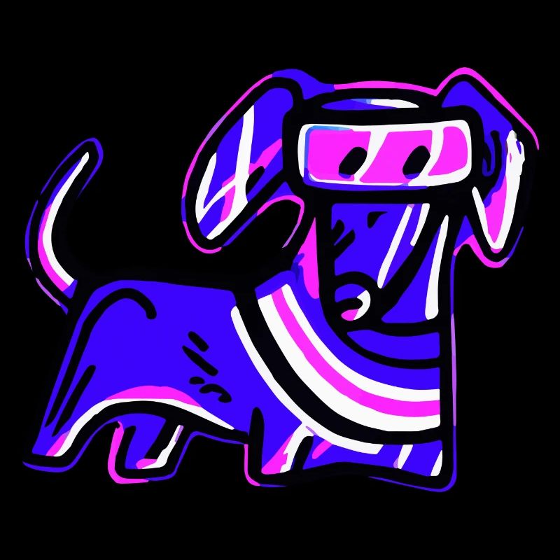 90er Jahre Dackel Synthwave Hund Geschenk Wiener