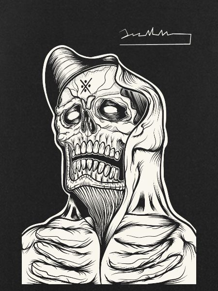 Skull Hoodie Line Drawing