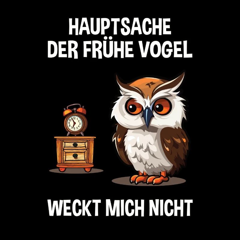 Langschläfer Morgenmuffel Eule Schlaf Spruch Witz