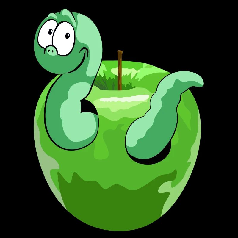 Apfel mit lustigem Wurm