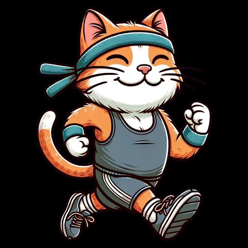 Chat Jogging Marathon Courir Plaisir