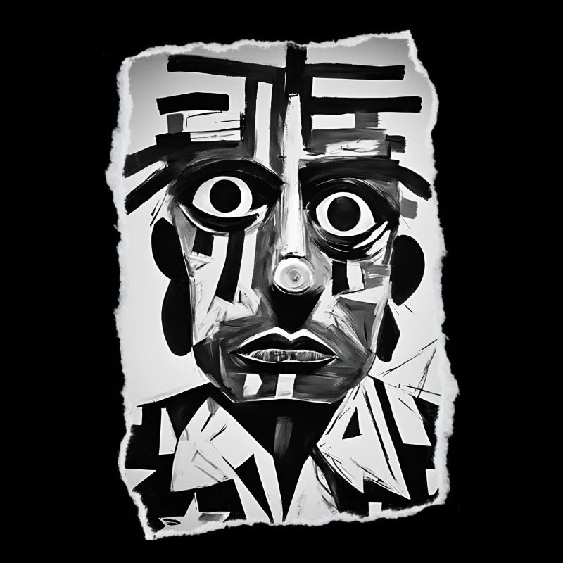 Bold black and white abstract face