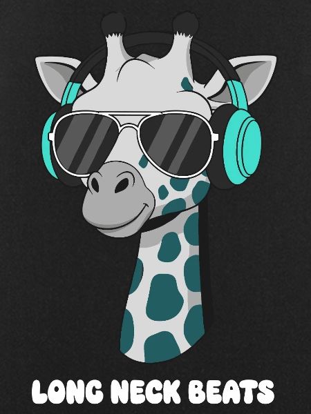 Giraffe DJ with headphones