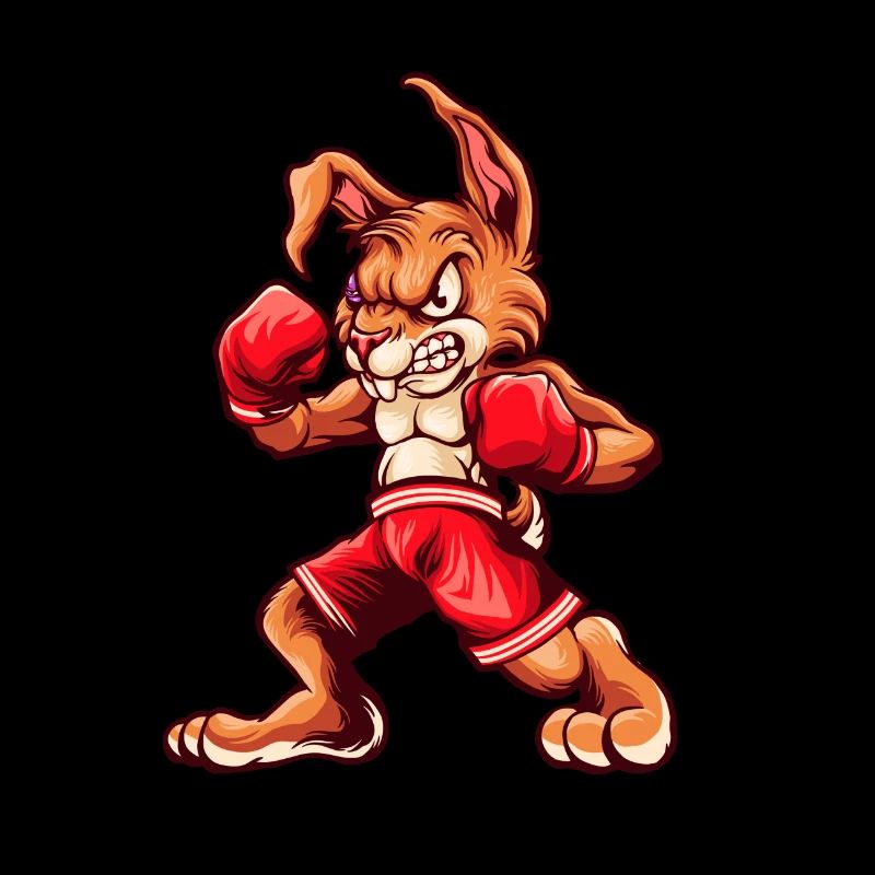 Strong rabbit with boxing gloves boxer animals