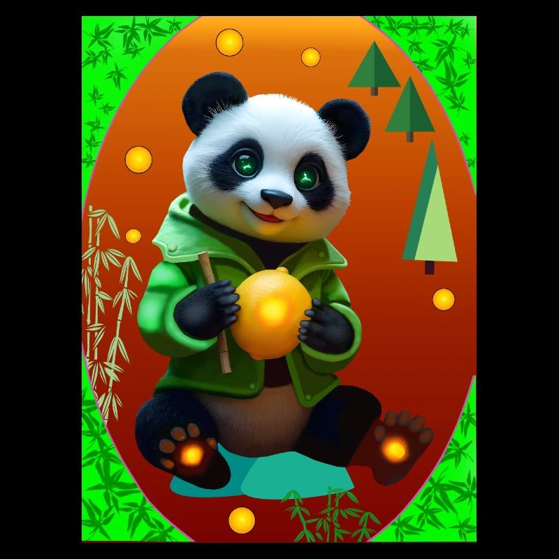 Cyber panda avec citron néon