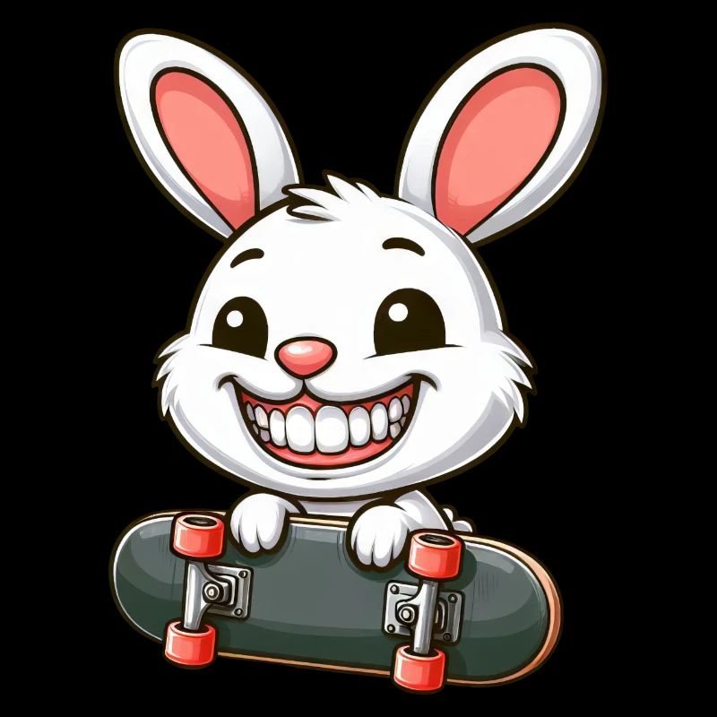 Cute White Bunny Rabbit Skateboard