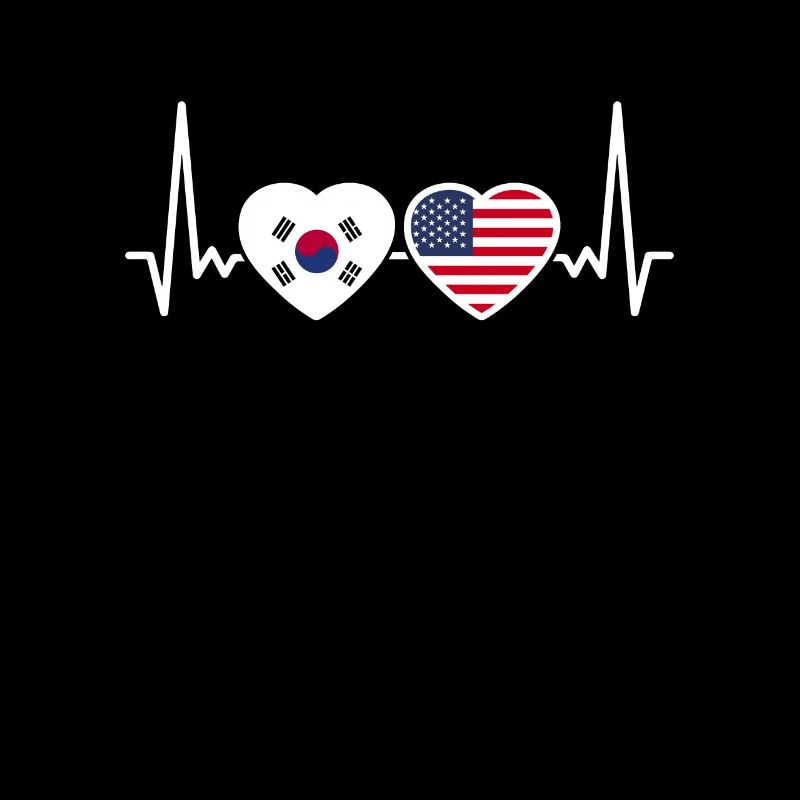 Corée du Sud, Etats-Unis, Heartbeat, Drapeau, Américain, Coréen