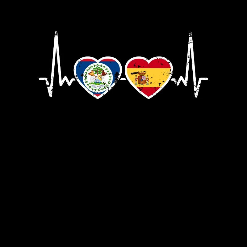 Belize Spain Vintage Heartbeat Flag Belizer