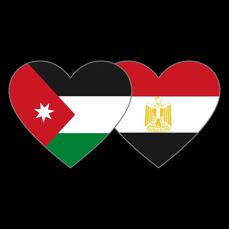 Jordanie Égypte Drapeau Coeur