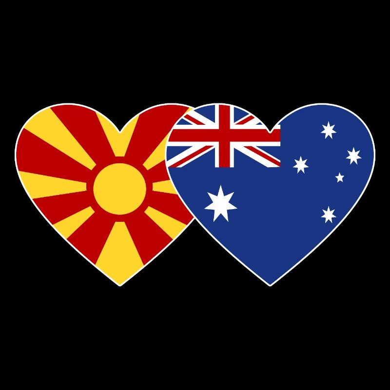 Macédoine Australie Drapeau Coeur