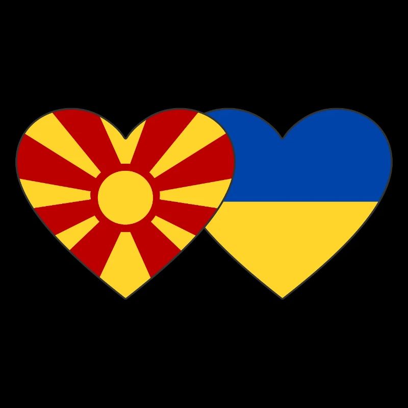 Macédoine Ukraine Drapeau Coeur