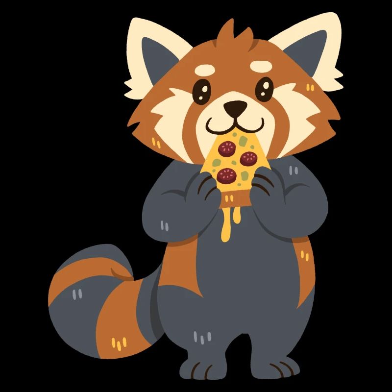 Panda roux avec pizza