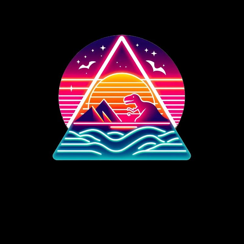 Retro dinosaur in the 80s triangle