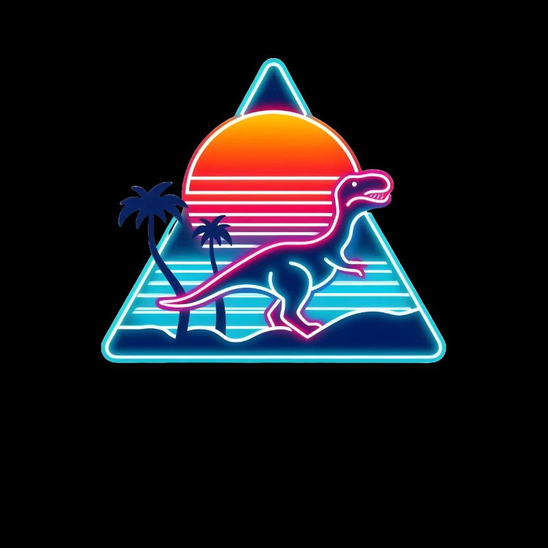 Retro Dinosaur in 80s Triangle