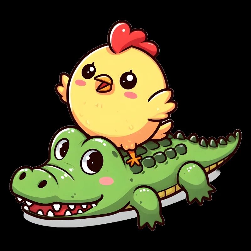 Poulet mignon sur crocodile