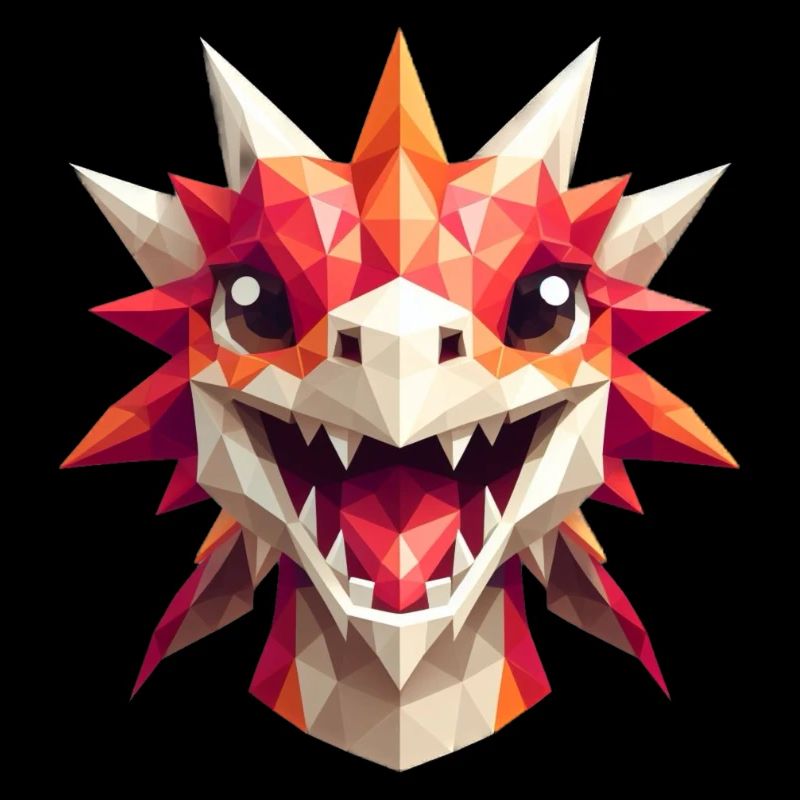Ein lachender Drache im Polygon-Stil