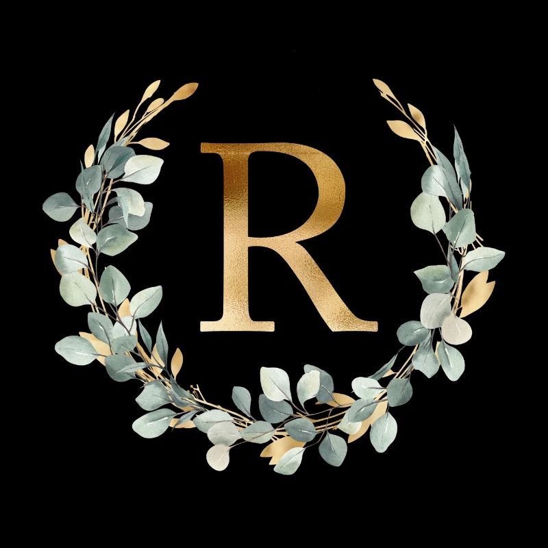 R Monogram Eucalyptus Wreath