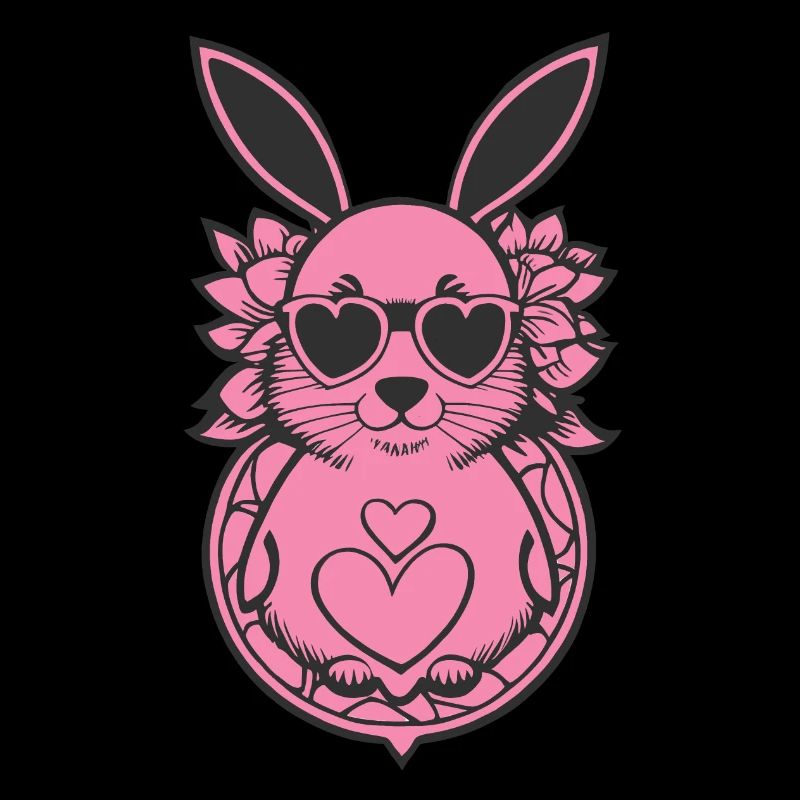 pink purple rabbit with heart Easter