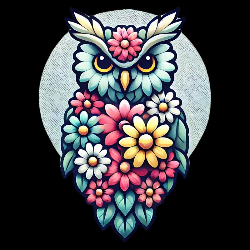 Bunte Blumen Eule