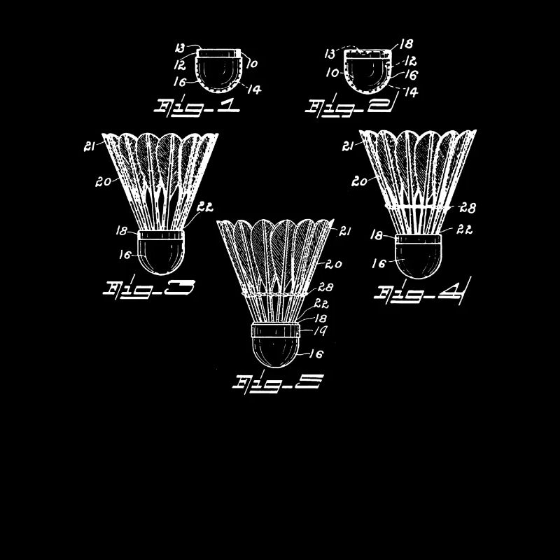 Badminton Shuttlecock Patent Drawing Retro