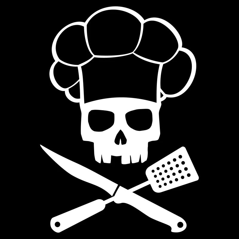Skull with cutlery grill apron
