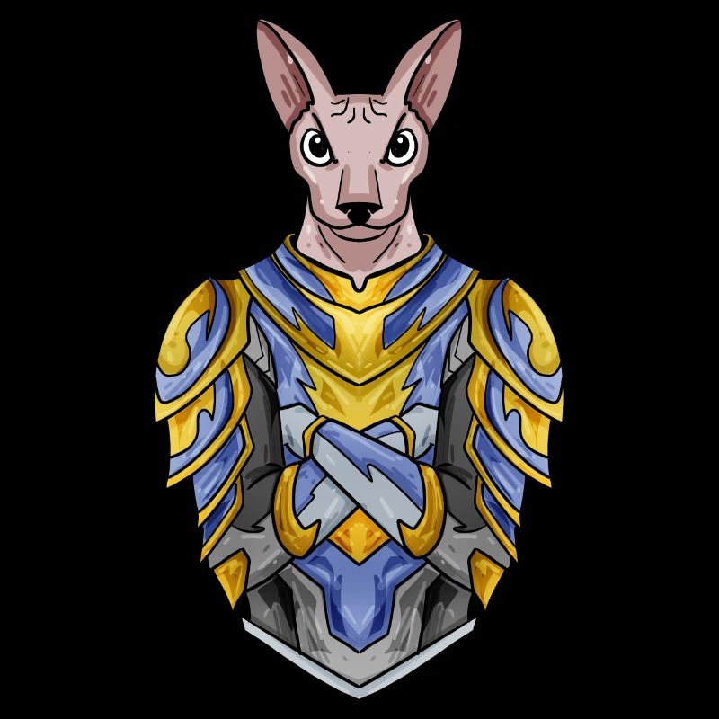 Chevalier Chat Chat Race Sphynx avec Armure