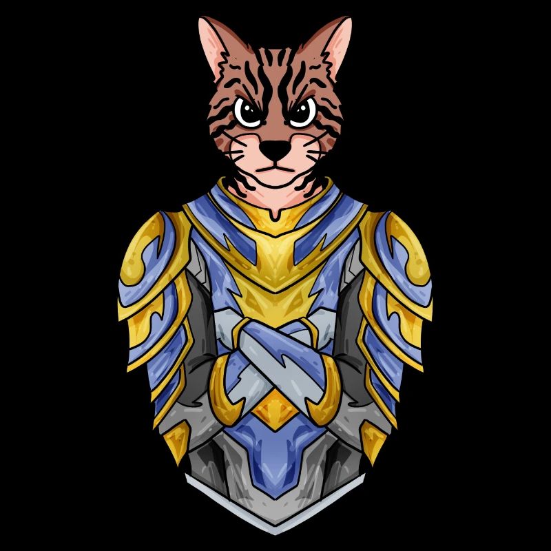 Chevalier Chat Chat Race Bengale Chat avec Armure
