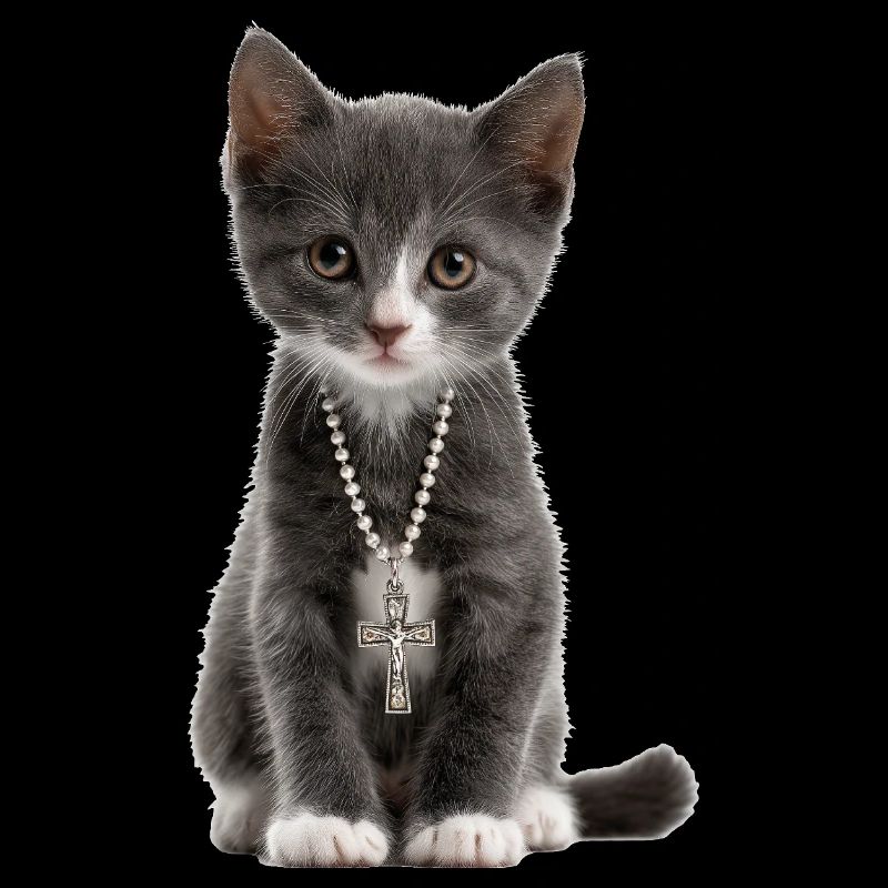 Collier croix de chat chrétien