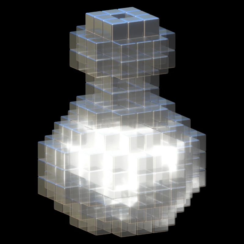 Flacon en cristal blanc avec potion blanche fluorescente