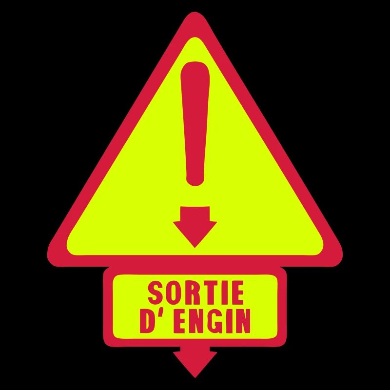 sortie engin panneau danger fleche