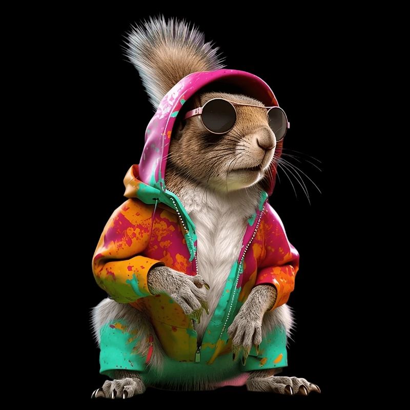 Eichhörnchen mit Sonnenbrille Bunt Coole Waldtiere
