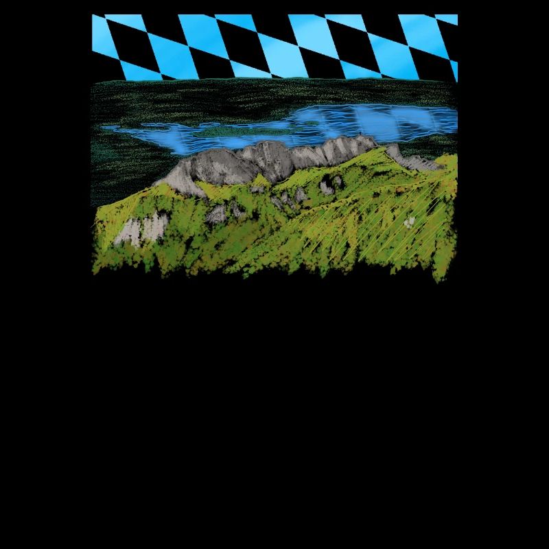 Mountain panorama Kampenwand Chiemsee drawn