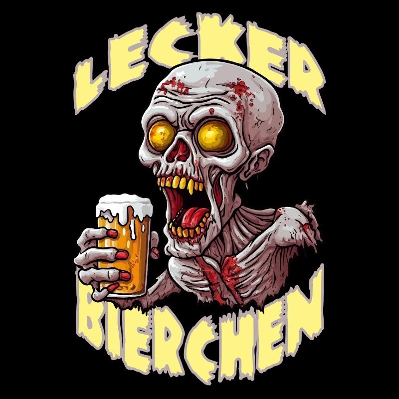 Lecker Bierchen X Zombie Skull mit Bier lustiges