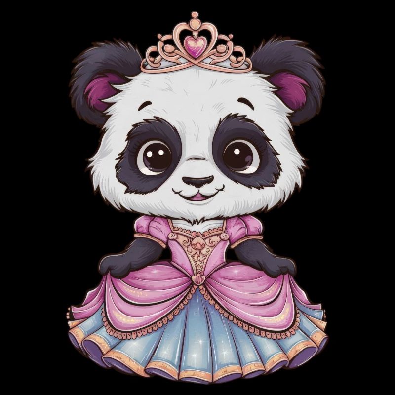 Panda kawaii en robe de princesse